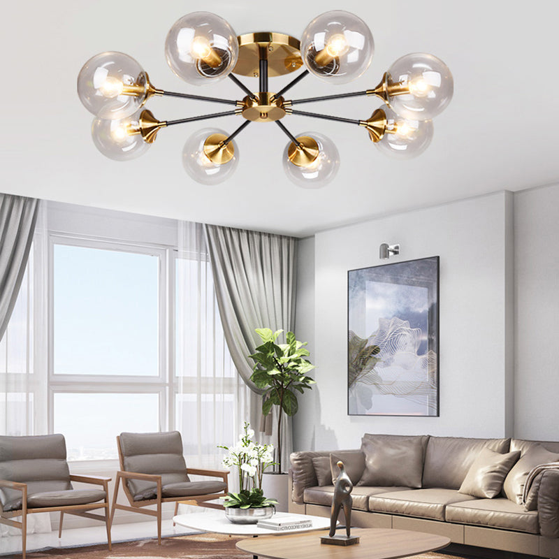 Globe Semi Flush Mount Lighting Minimalist Glass Dinning Room Semi Mount Lighting