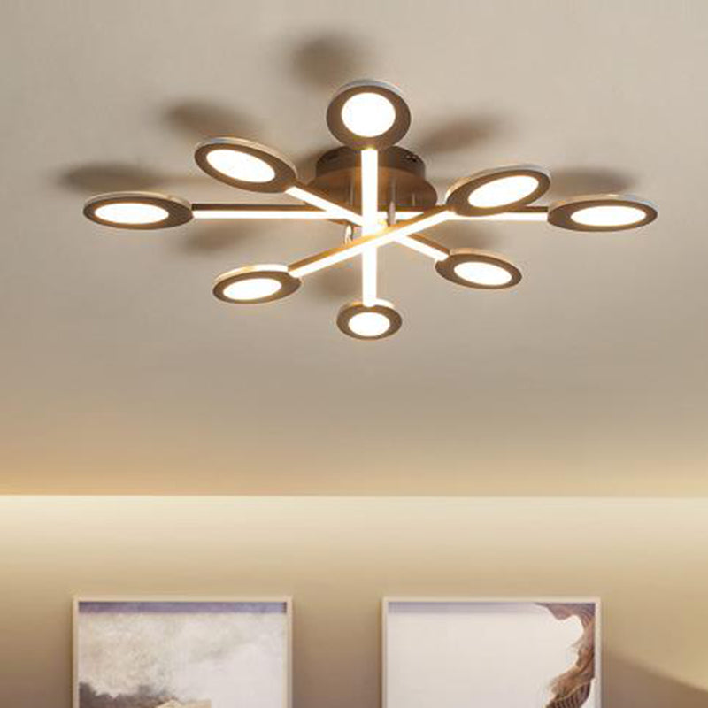 Starburst Semi Flush Minimalism Acrylic 31.5"/45" Wide LED Brown Close to Ceiling Lighting in Warm/White Light