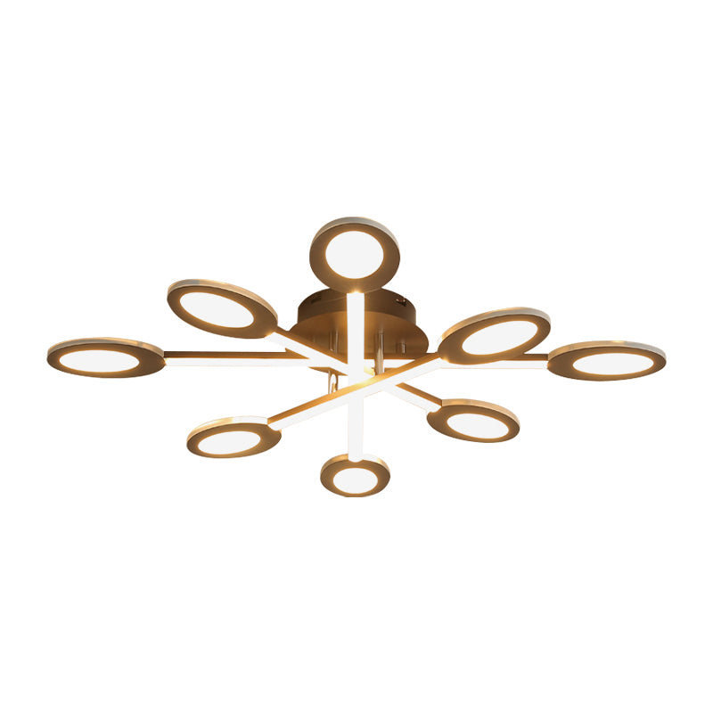 Starburst Semi Flush Minimalism Acrylic 31.5"/45" Wide LED Brown Close to Ceiling Lighting in Warm/White Light