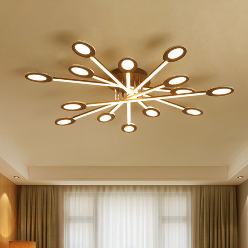 Starburst Semi Flush Minimalism Acrylic 31.5"/45" Wide LED Brown Close to Ceiling Lighting in Warm/White Light