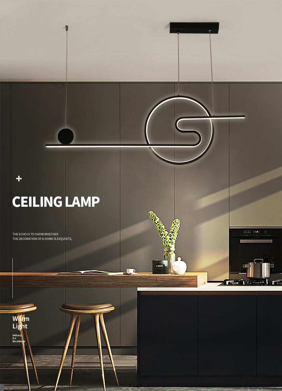 Ring Island Lighting Fixtures Acrylic Modern Simplicity Island Lighting Ideas for Restaurant