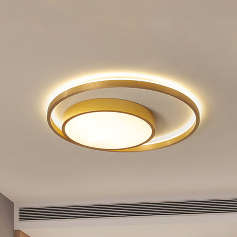 Plafonnier circulaire en métal doré postmoderne, plafonnier LED de 16/23,5 pouces de large, lumière chaude/blanche