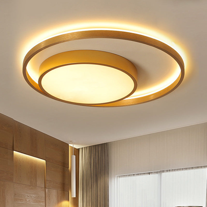 Plafonnier circulaire en métal doré postmoderne, plafonnier LED de 16/23,5 pouces de large, lumière chaude/blanche