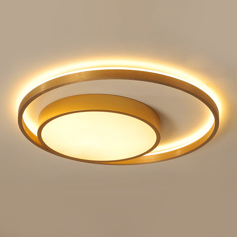 Plafonnier circulaire en métal doré postmoderne, plafonnier LED de 16/23,5 pouces de large, lumière chaude/blanche