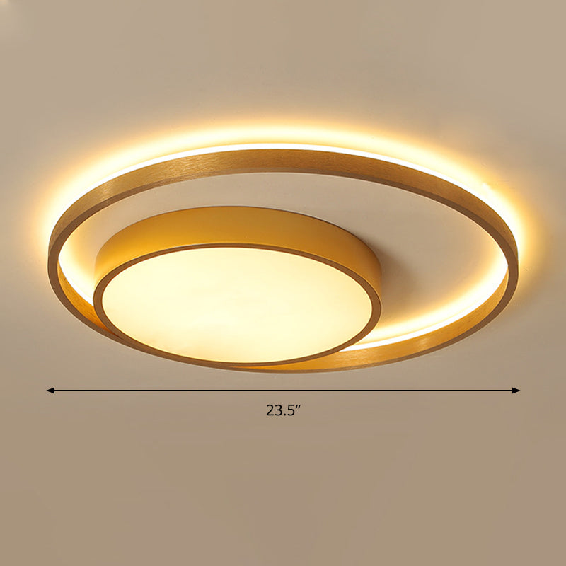 Plafonnier circulaire en métal doré postmoderne, plafonnier LED de 16/23,5 pouces de large, lumière chaude/blanche