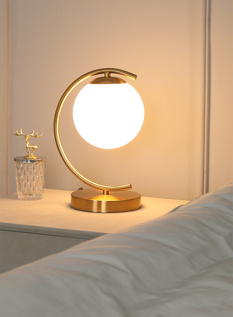 Verre de lampe de table sphérique moderne 1 lumière de table légère