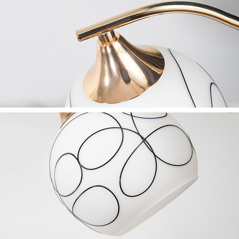 Modern Gooseneck Table Lamp Metal Single-Bulb Bedroom Night Light with Dome Glass Shade
