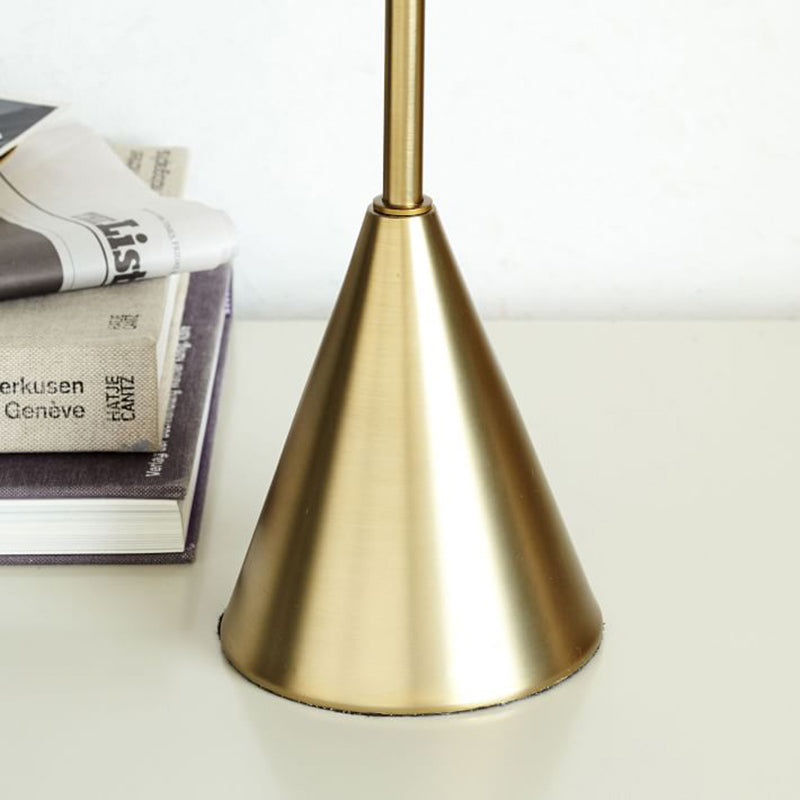 1-Light Post-modern Style Table Lamp Tapered Transparent Glass Shade Metal Nightstand Light