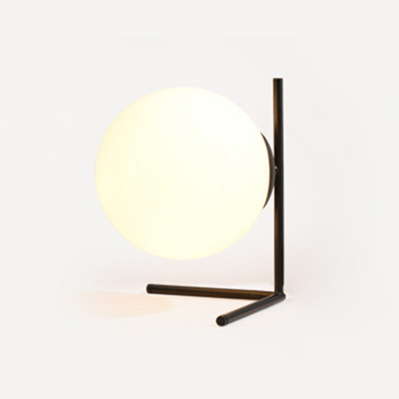 Lampada da tavolo minimalista in vetro bianco globo Lampada da comodino in stile nordico da 9,8 pollici per camera da letto