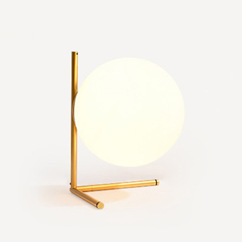 Lampada da tavolo minimalista in vetro bianco globo Lampada da comodino in stile nordico da 9,8 pollici per camera da letto