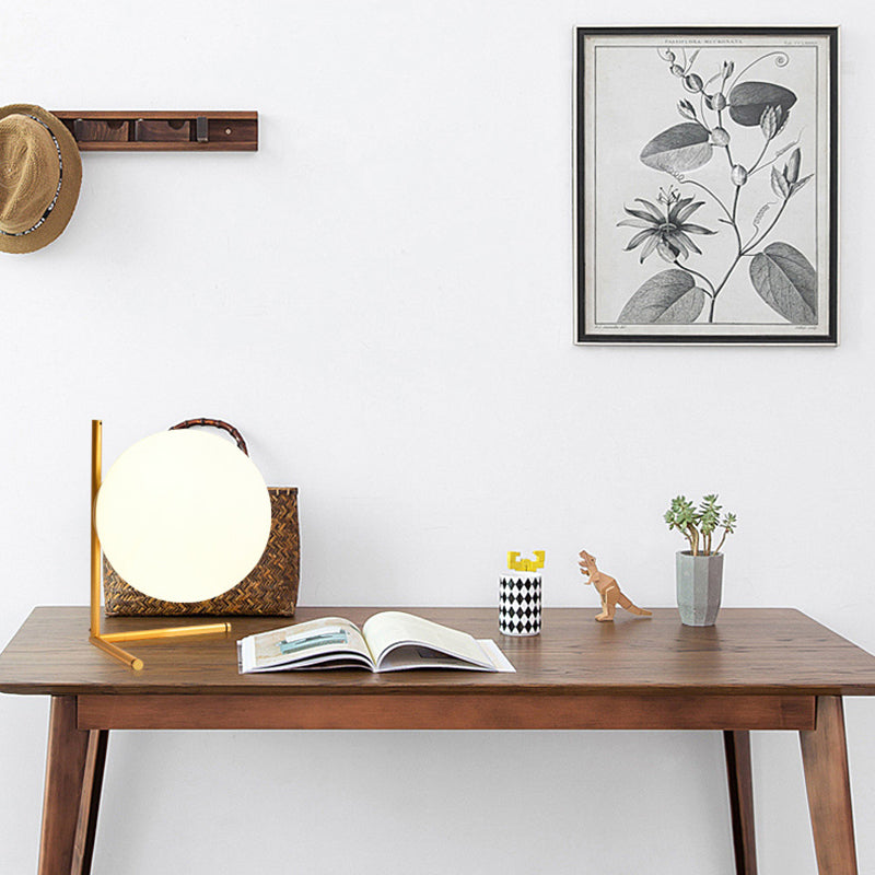 Lampada da tavolo minimalista in vetro bianco globo Lampada da comodino in stile nordico da 9,8 pollici per camera da letto