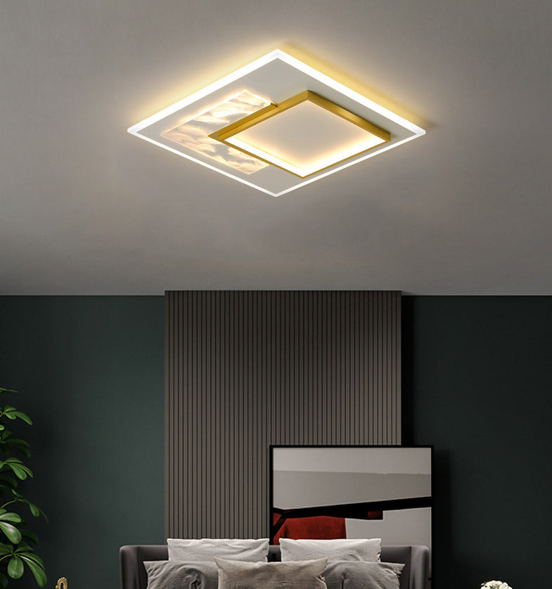 White and Gold LED Flush Mount in Modern Concise Style Acrylic Feather Ceiling Light for Living Room