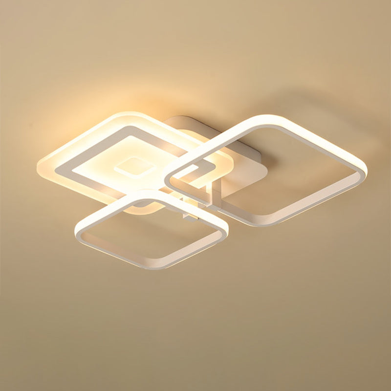 Acrylic Square Semi Flush Simple LED White Close to Ceiling Lighting Fixture in Warm/White Light
