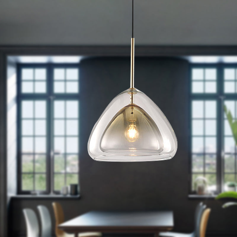 Cono Pendiente Luz de luz Nordic Double Glass Shade 1 Luz de lámpara de 12 "/14" de ancho
