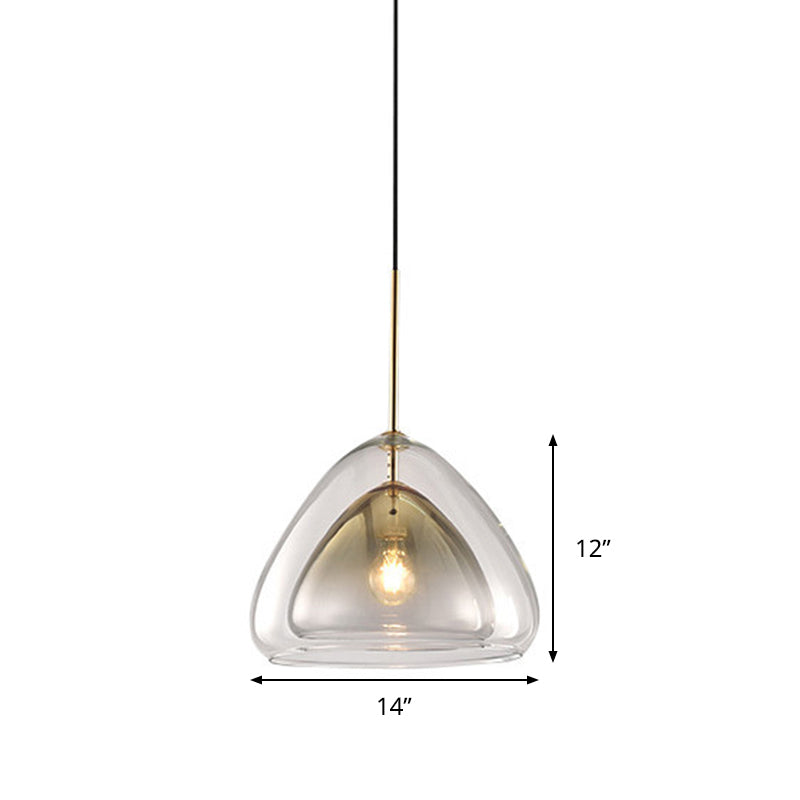 Cono Pendiente Luz de luz Nordic Double Glass Shade 1 Luz de lámpara de 12 "/14" de ancho
