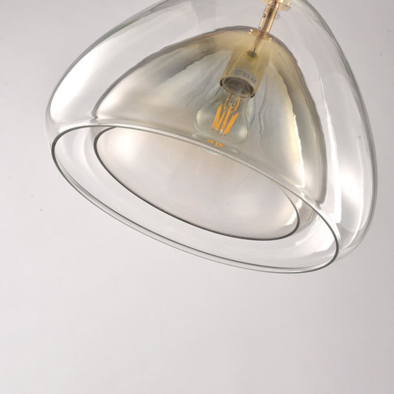 Cono Pendiente Luz de luz Nordic Double Glass Shade 1 Luz de lámpara de 12 "/14" de ancho