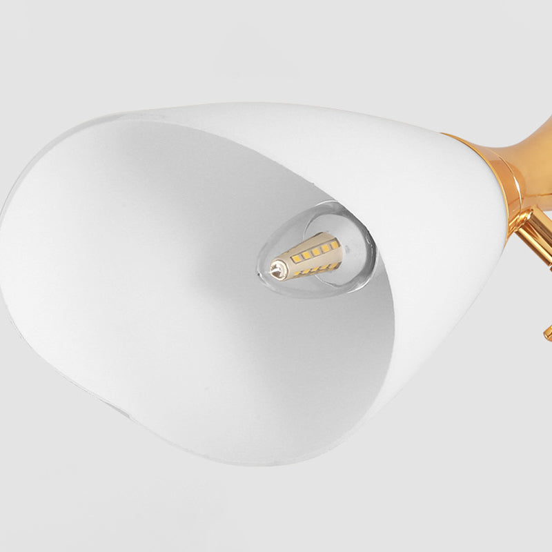 Cone Frosted Glass Hanging Lamp Modern 6/8 Lights Gold Chandelier Lighting Fixture in Warm/White Light