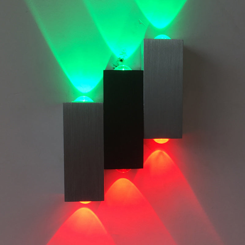 3 combinazione rettangolare a LED SCONCE SCONCE a 6 luci a 6 luci moderne lampada a parete in alluminio spazzolato in luce bianca calda