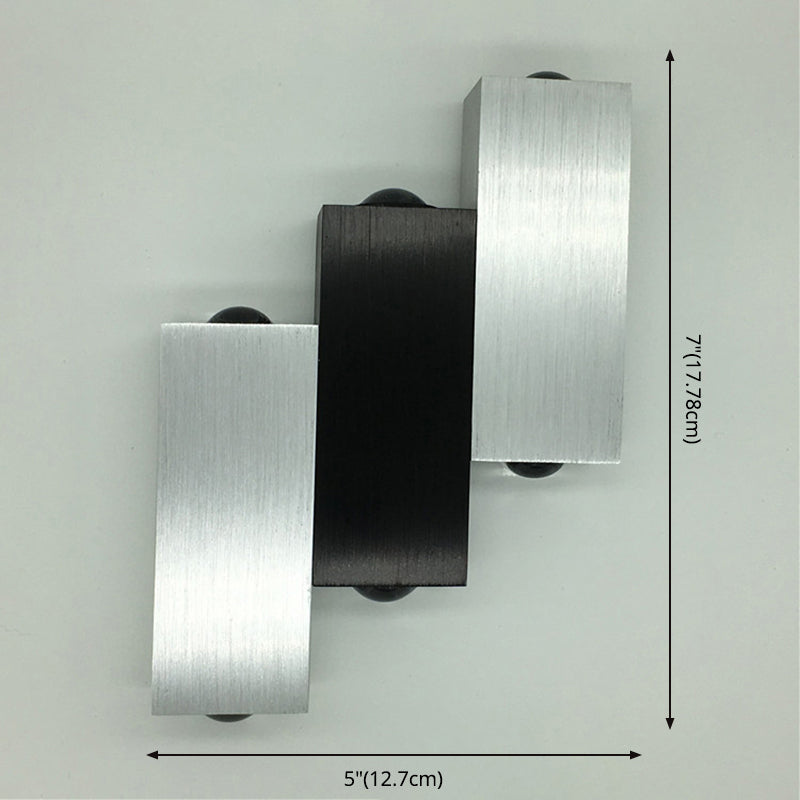 3 combinazione rettangolare a LED SCONCE SCONCE a 6 luci a 6 luci moderne lampada a parete in alluminio spazzolato in luce bianca calda