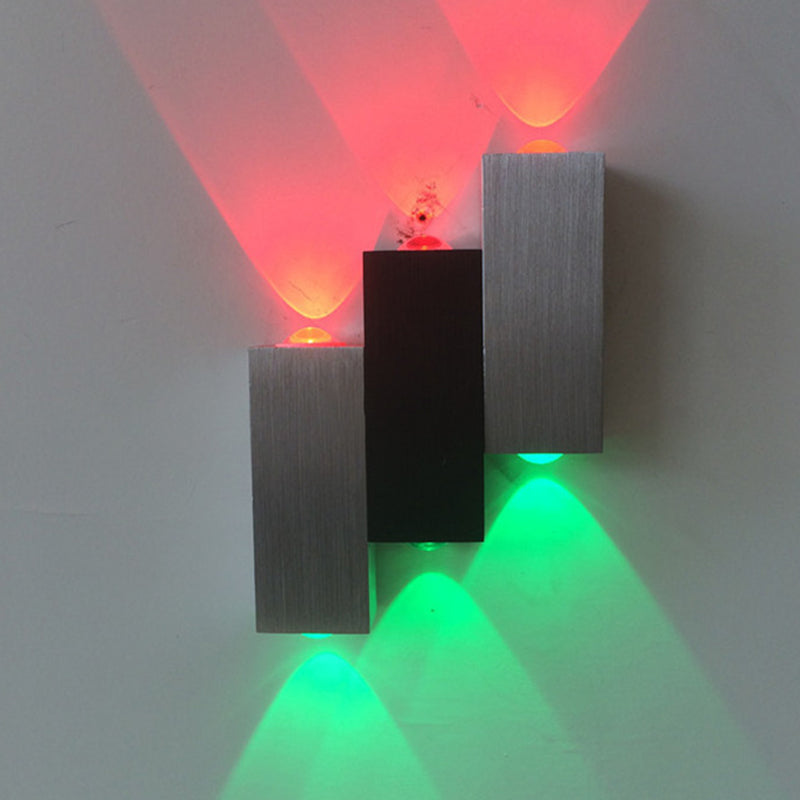 3 combinazione rettangolare a LED SCONCE SCONCE a 6 luci a 6 luci moderne lampada a parete in alluminio spazzolato in luce bianca calda