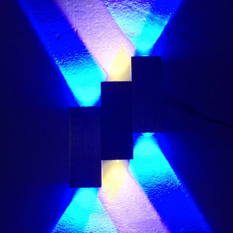 3 combinazione rettangolare a LED SCONCE SCONCE a 6 luci a 6 luci moderne lampada a parete in alluminio spazzolato in luce bianca calda