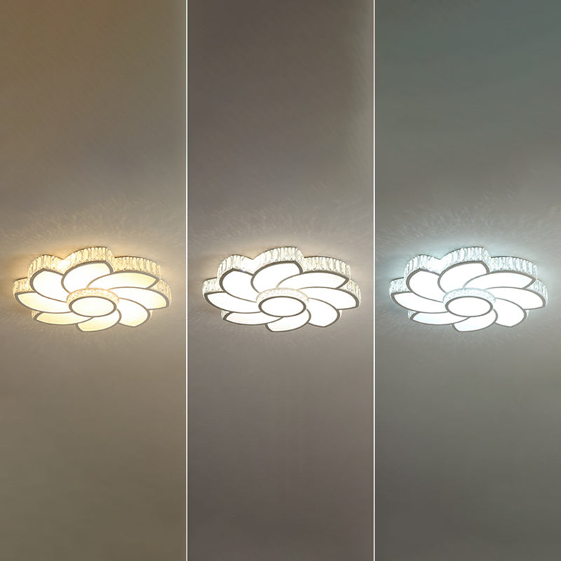 Floriated Crystal LED Ceiling Fixture in Modern Luxury Style Acrylic Flush Mount for Living Room