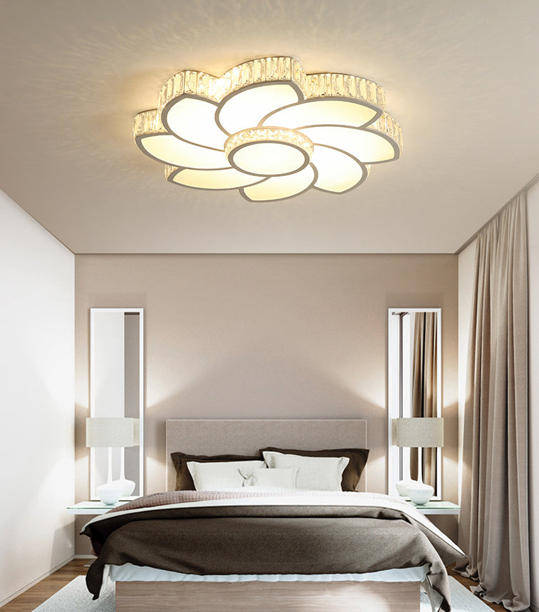 Modern luxury style salon acrylique encastré Floral Crystal LED plafonnier fixations