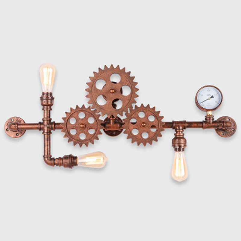 Pipa de agua industrial de la pared lámpara montada en la pared metal 3 luces luces aplicativas