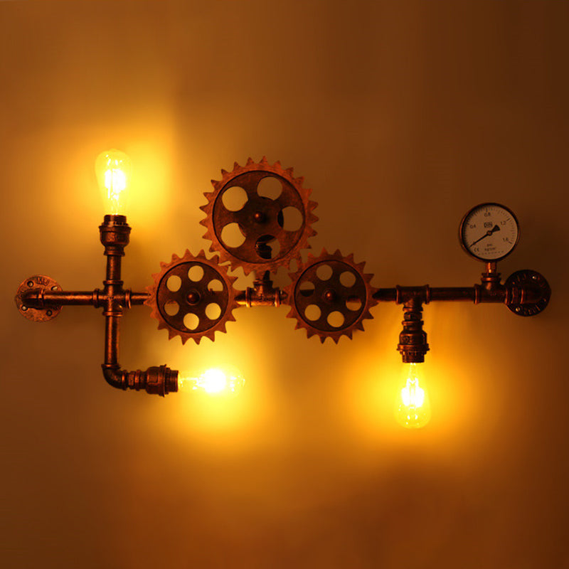 Pipa de agua industrial de la pared lámpara montada en la pared metal 3 luces luces aplicativas
