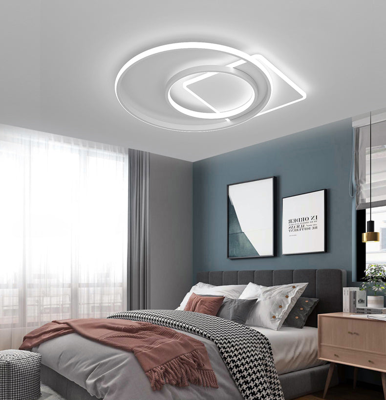 Lámpara de techo moderna geométrica con luz empotrada LED para sala de estar de hierro forjado