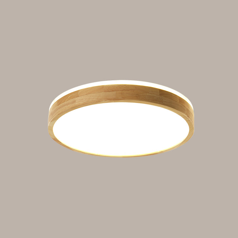 Plafonnier LED circulaire couleur rondin, plafonnier en bois de Style concis moderne avec abat-jour en acrylique