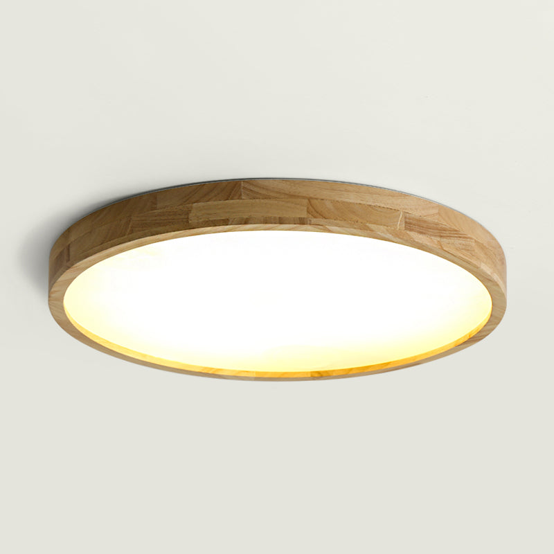 Lámpara de techo LED circular de color de registro en luz de techo de madera de estilo conciso moderno con pantalla acrílica