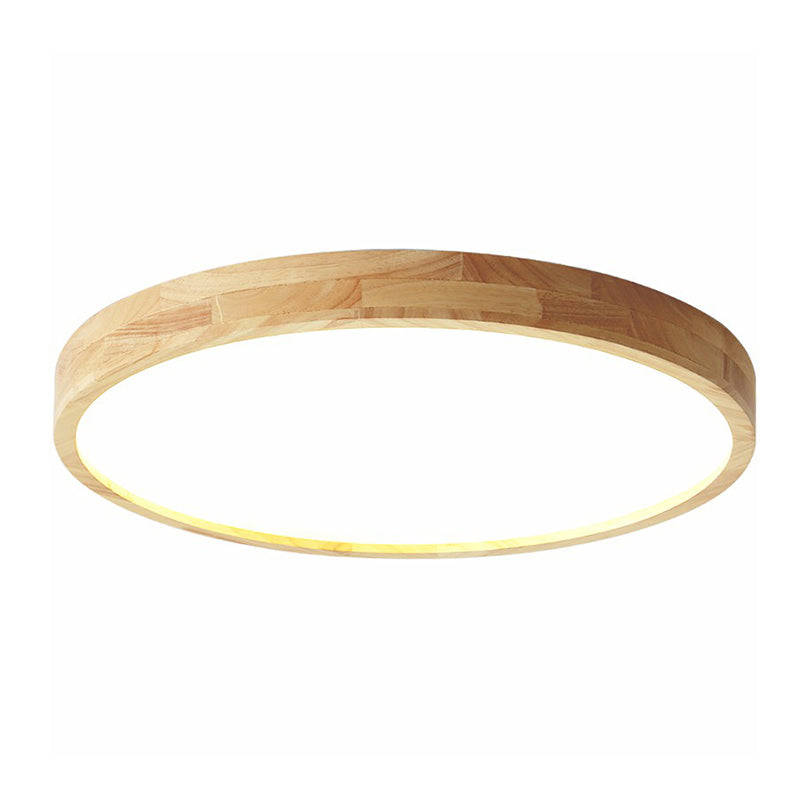 Plafonnier LED circulaire couleur rondin, plafonnier en bois de Style concis moderne avec abat-jour en acrylique