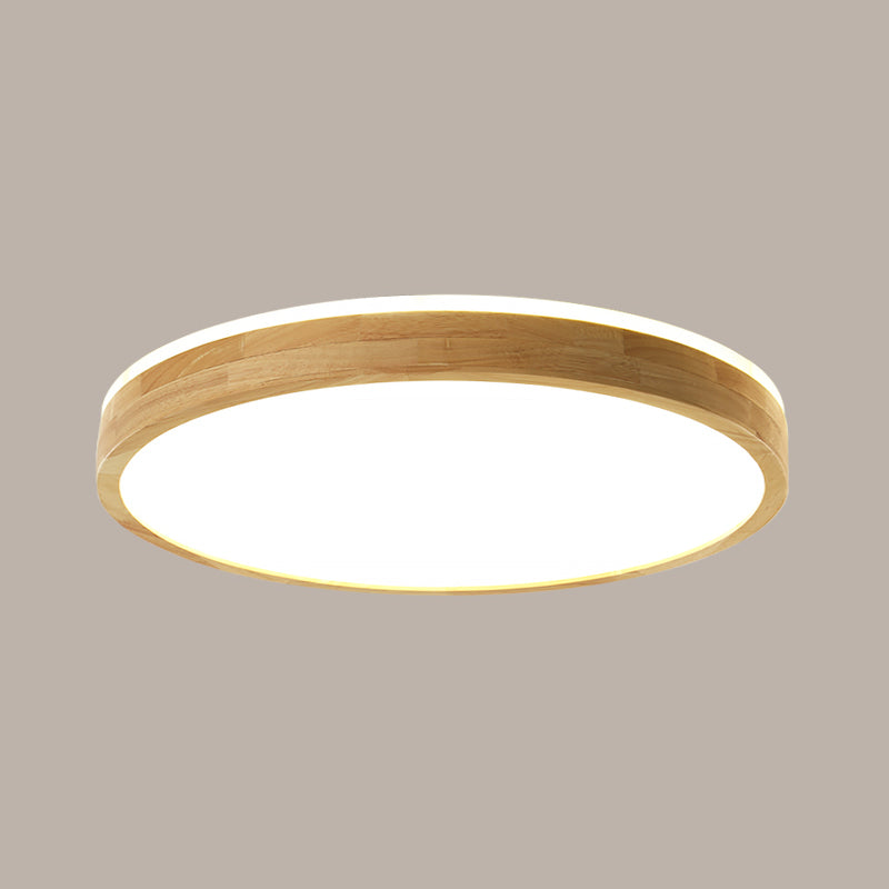 Plafonnier LED circulaire couleur rondin, plafonnier en bois de Style concis moderne avec abat-jour en acrylique