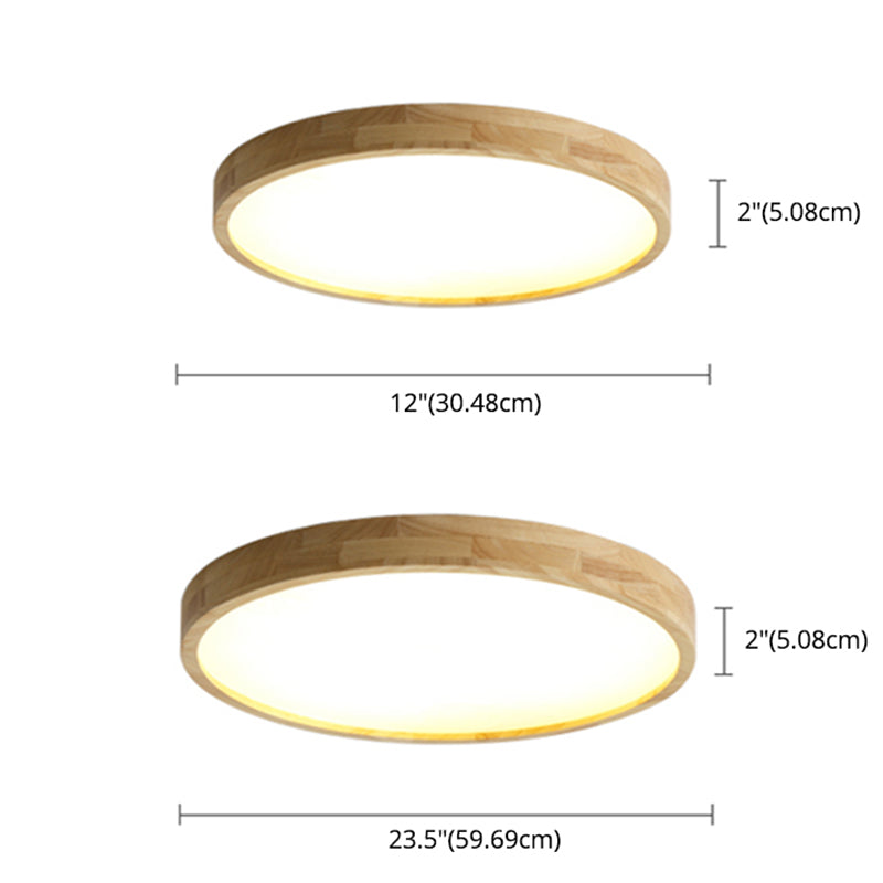 Lámpara de techo LED circular de color de registro en luz de techo de madera de estilo conciso moderno con pantalla acrílica