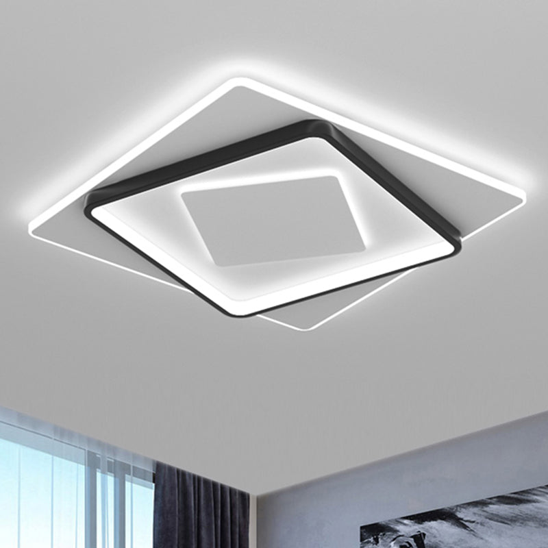 Nouveau Plafonnier LED encastré en acrylique moderne, carré, plafonnier avec 1 lumière