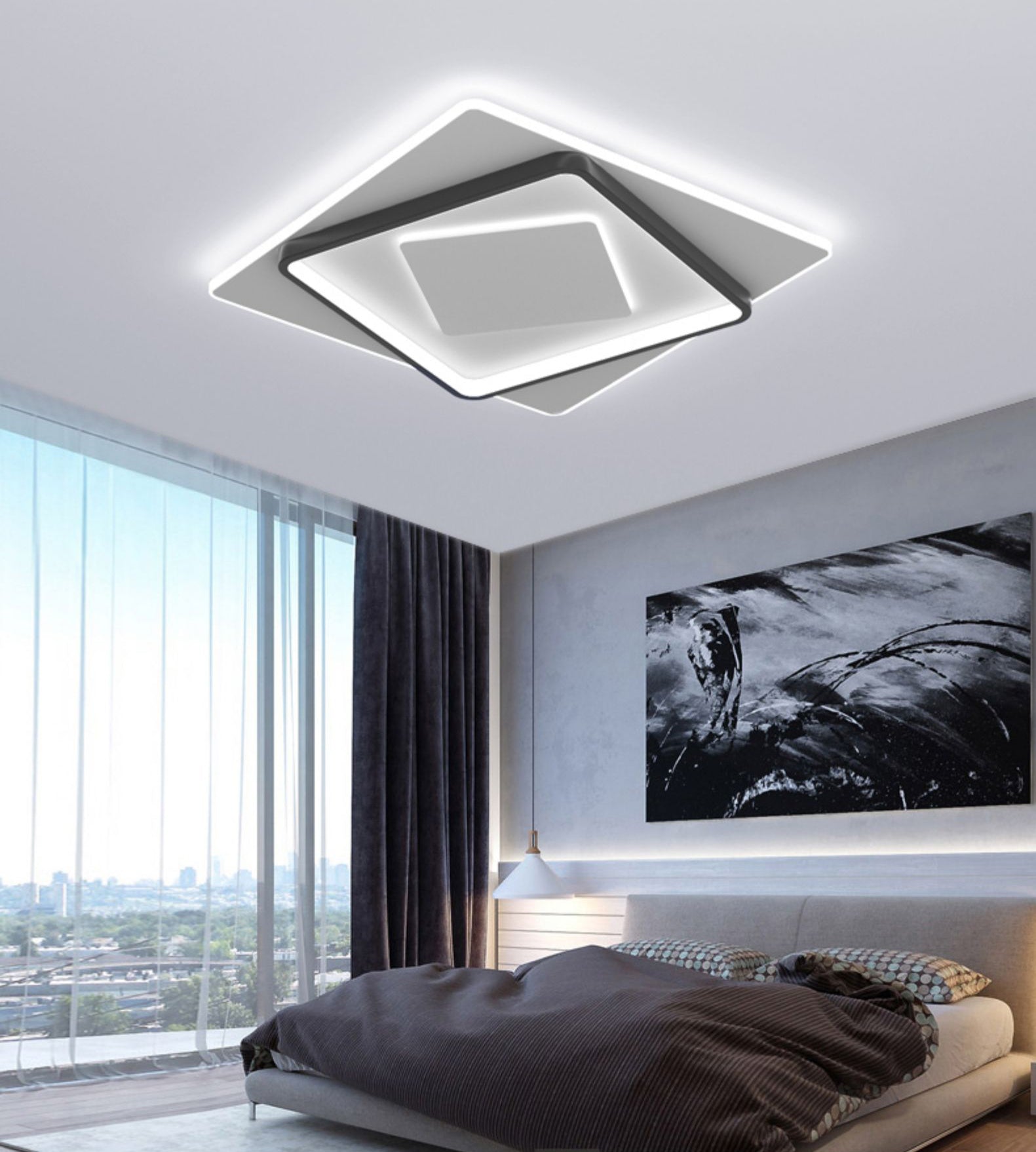 Nouveau Plafonnier LED encastré en acrylique moderne, carré, plafonnier avec 1 lumière