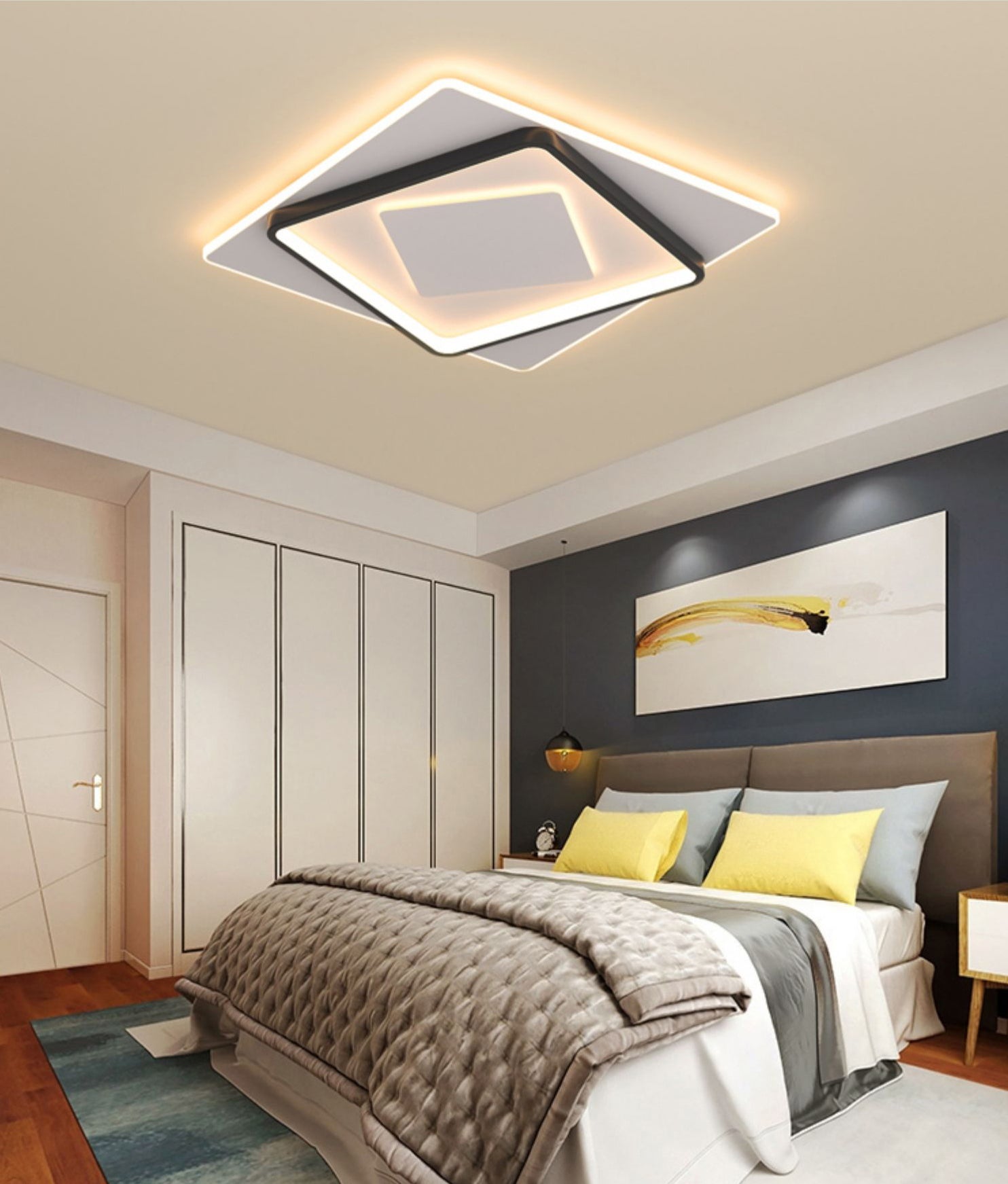 Nouveau Plafonnier LED encastré en acrylique moderne, carré, plafonnier avec 1 lumière