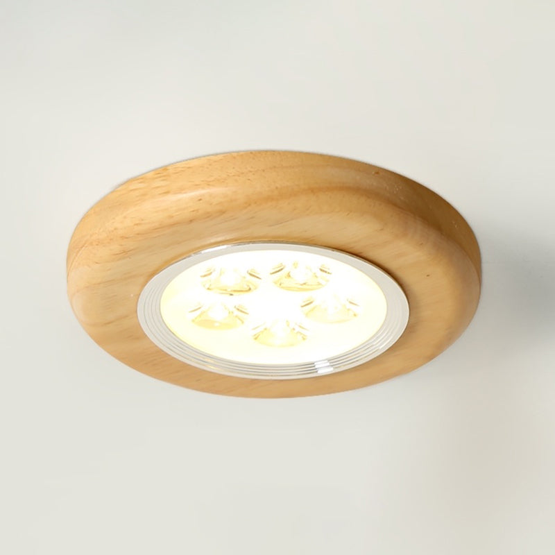 Plafonnier LED pour couloir circulaire, luminaire de plafond en bois de Style concis moderne