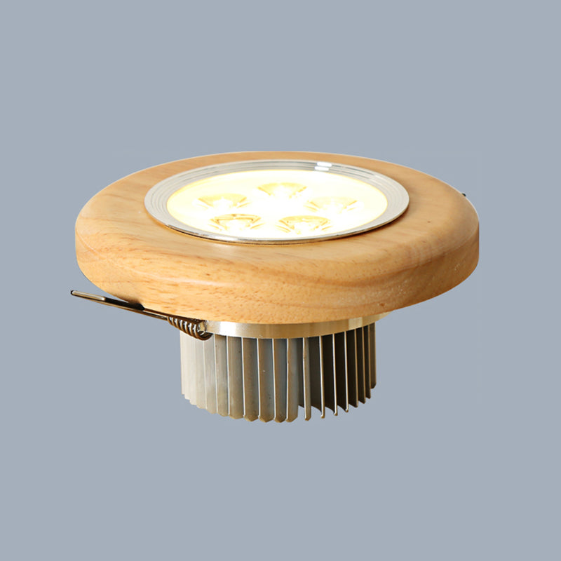 Plafonnier LED pour couloir circulaire, luminaire de plafond en bois de Style concis moderne