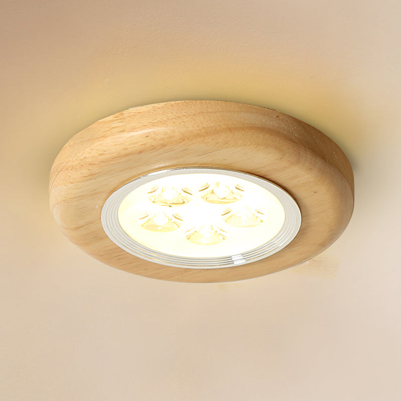 Plafonnier LED pour couloir circulaire, luminaire de plafond en bois de Style concis moderne