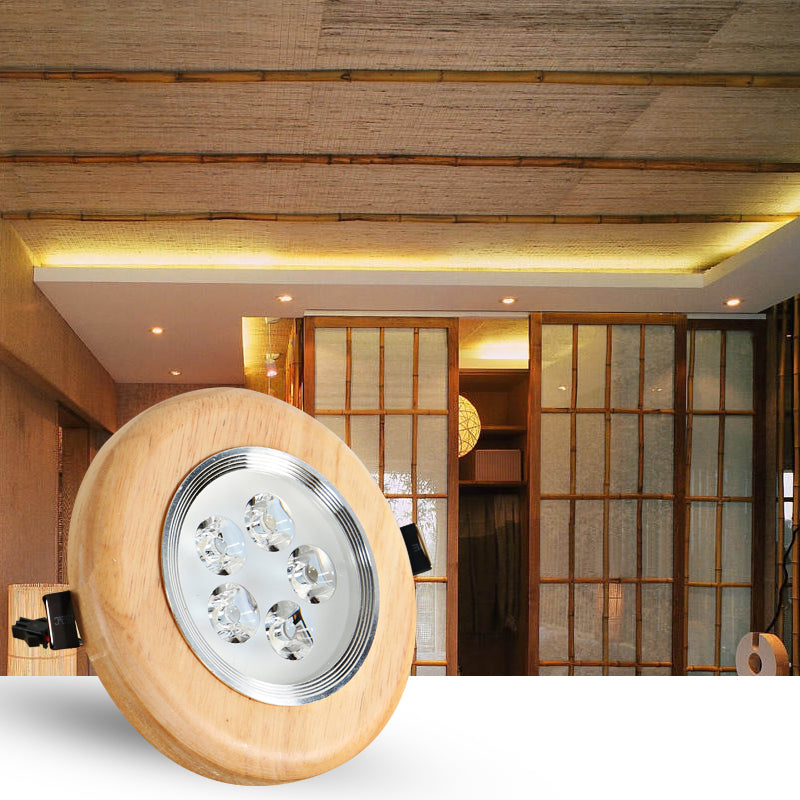 Plafonnier LED pour couloir circulaire, luminaire de plafond en bois de Style concis moderne