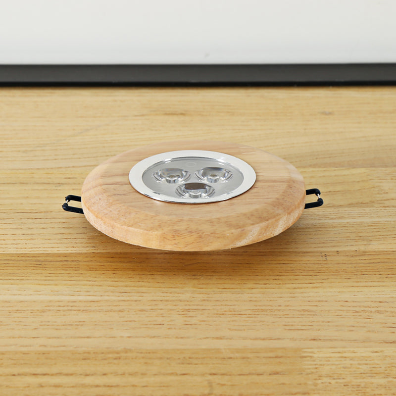 Plafonnier LED pour couloir circulaire, luminaire de plafond en bois de Style concis moderne