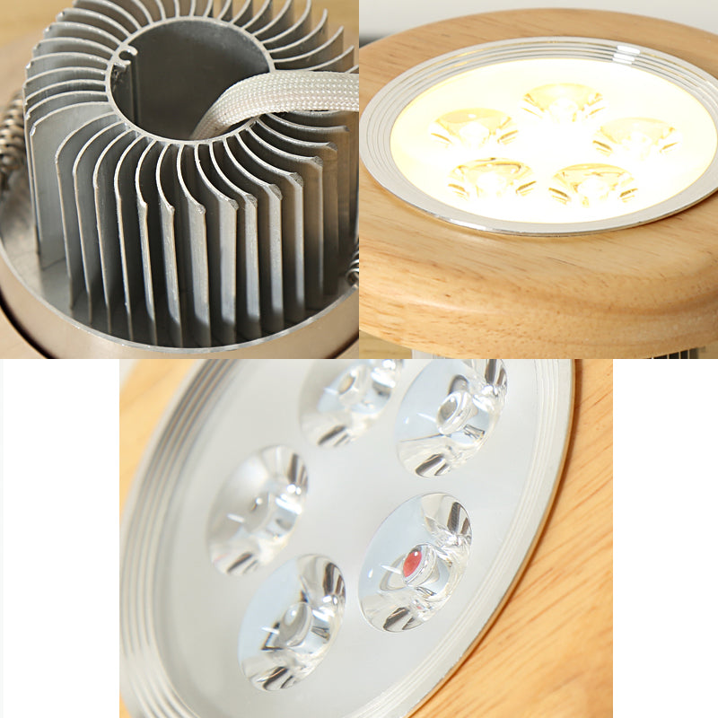 Plafonnier LED pour couloir circulaire, luminaire de plafond en bois de Style concis moderne