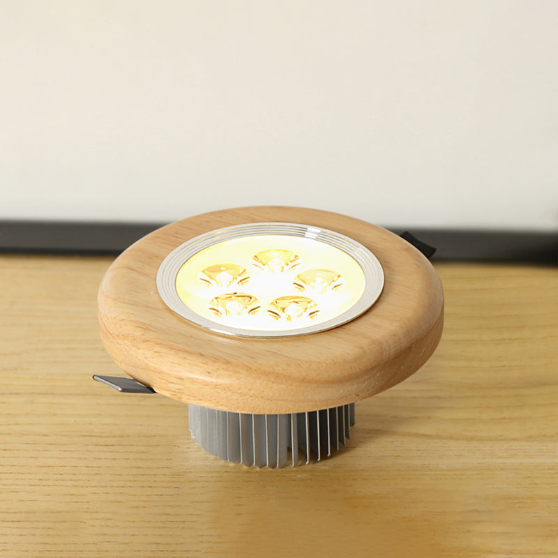 Circular Corridor LED Ceiling Light in Modern Concise Style Wooden Ceiling Fixture