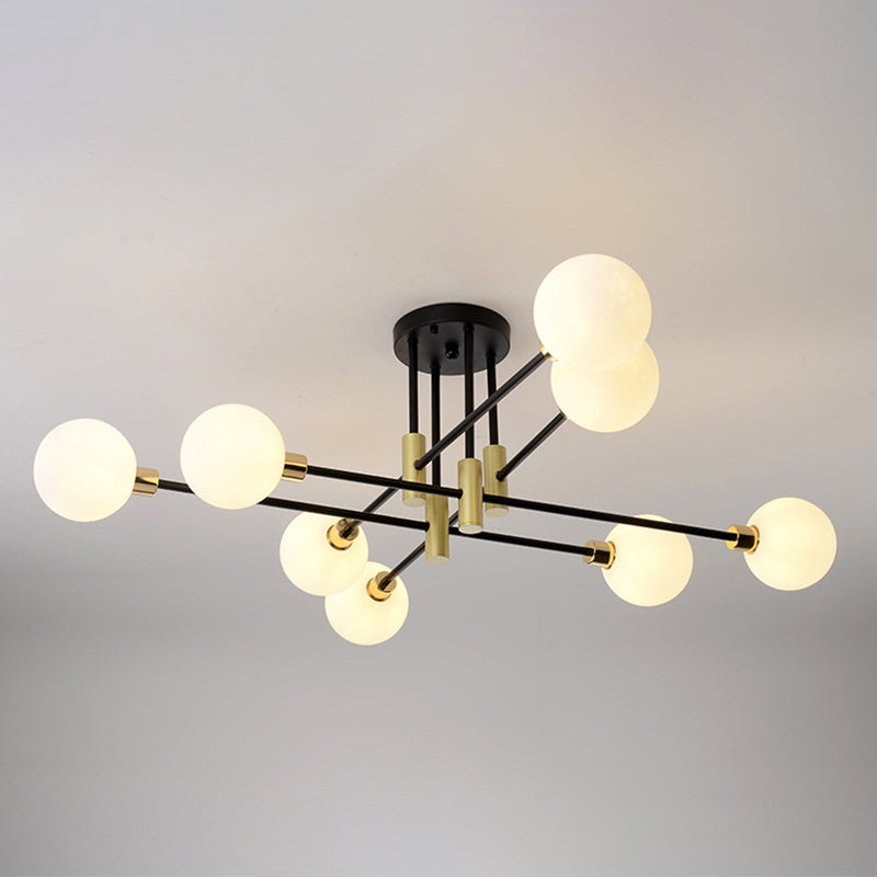 Plafonnier semi-encastré pour salon Global, éclairage de plafond simple en verre noir