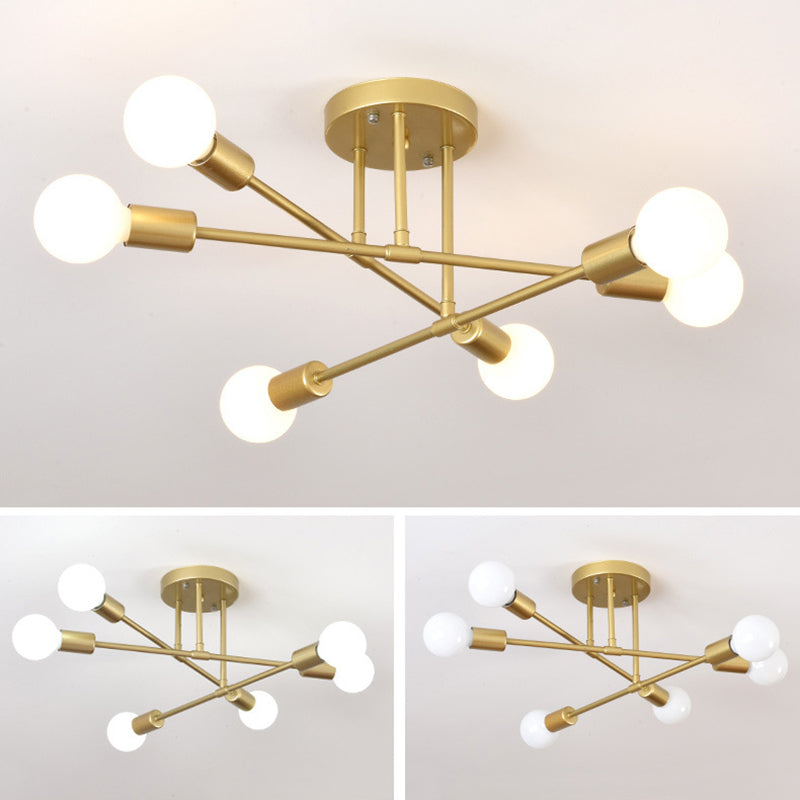 Sputnik Semi Flush Light Fixture Minimalist Style Metal Semi Flush Mount Ceiling Fixture