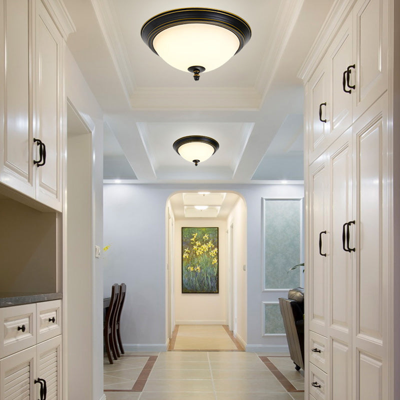Glass Ceiling Mount Light Fixture Bowl-Shaped LED Traditional Flush Mount Ceiling Light Fixture