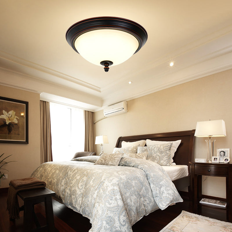 Glass Ceiling Mount Light Fixture Bowl-Shaped LED Traditional Flush Mount Ceiling Light Fixture