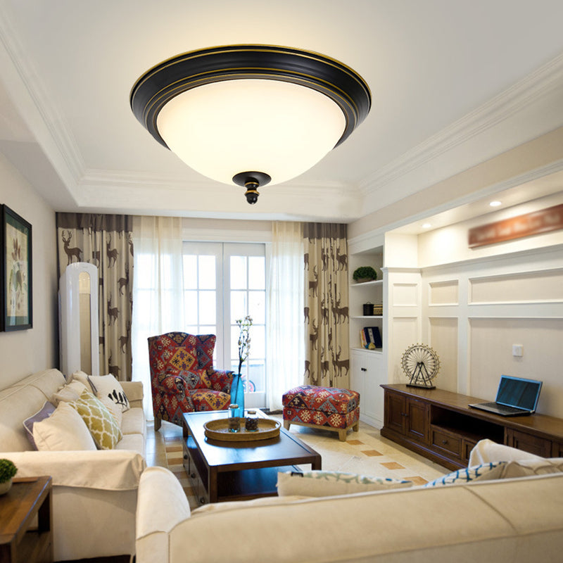 Glass Ceiling Mount Light Fixture Bowl-Shaped LED Traditional Flush Mount Ceiling Light Fixture